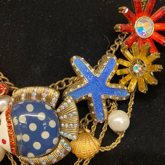 RARE VINTAGE BETSEY JOHNSON FESTIVAL OCEAN STARFISH CHUNKY STATEMENT NECKLACE - Picture 3 of 4